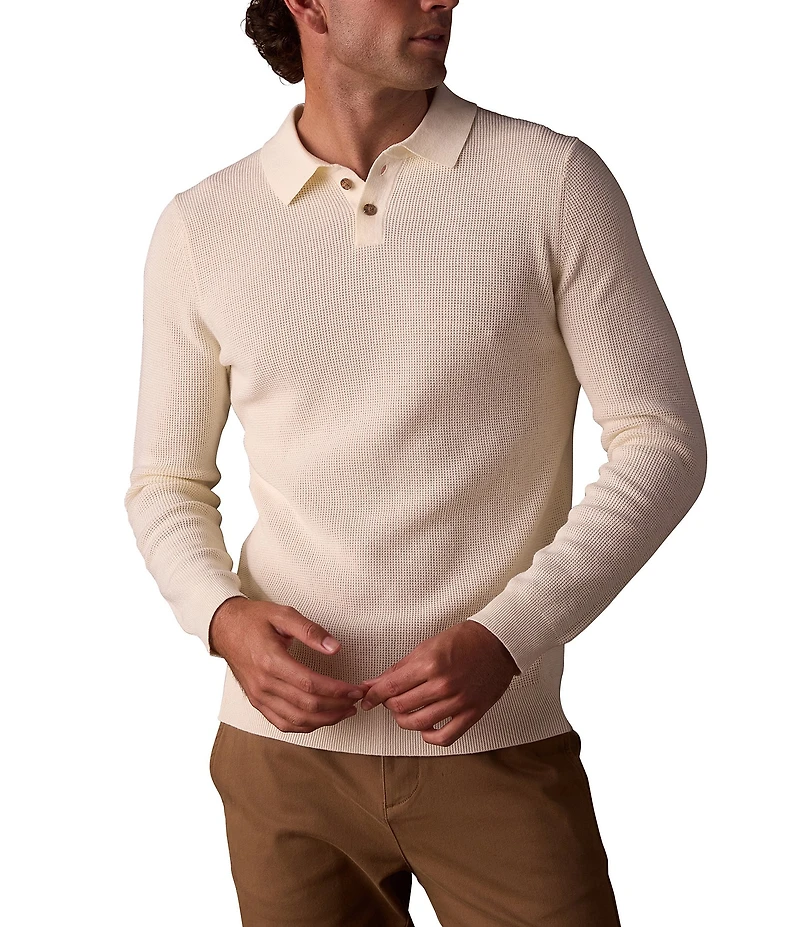 The Normal Brand Robles Waffle Stitch Long Sleeve Polo Shirt