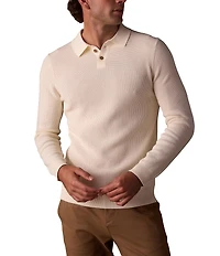 The Normal Brand Robles Waffle Stitch Long Sleeve Polo Shirt