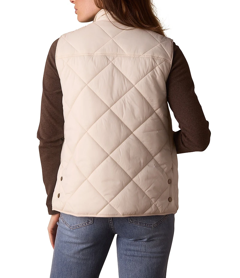 The Normal Brand Texture Quilted Liner Stand Collar 2-Way Zip Front Puffer Vest