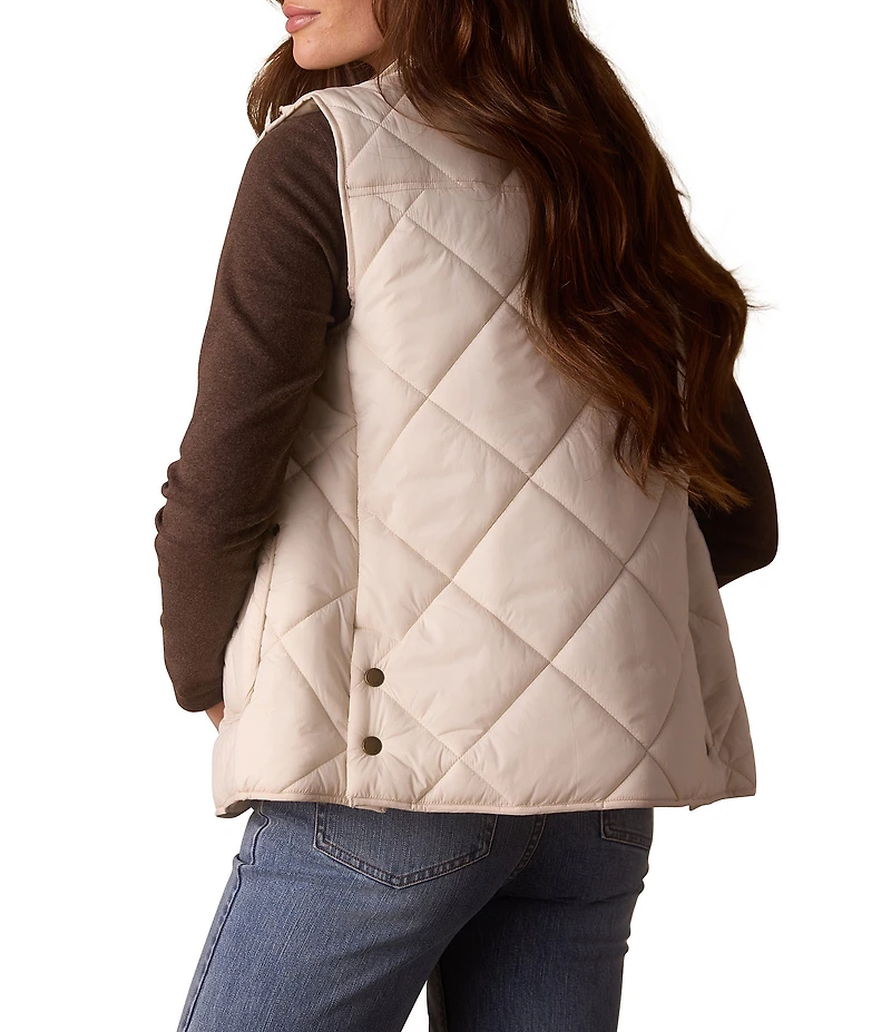 The Normal Brand Texture Quilted Liner Stand Collar 2-Way Zip Front Puffer Vest