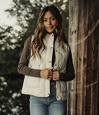 The Normal Brand Texture Quilted Liner Stand Collar 2-Way Zip Front Puffer Vest