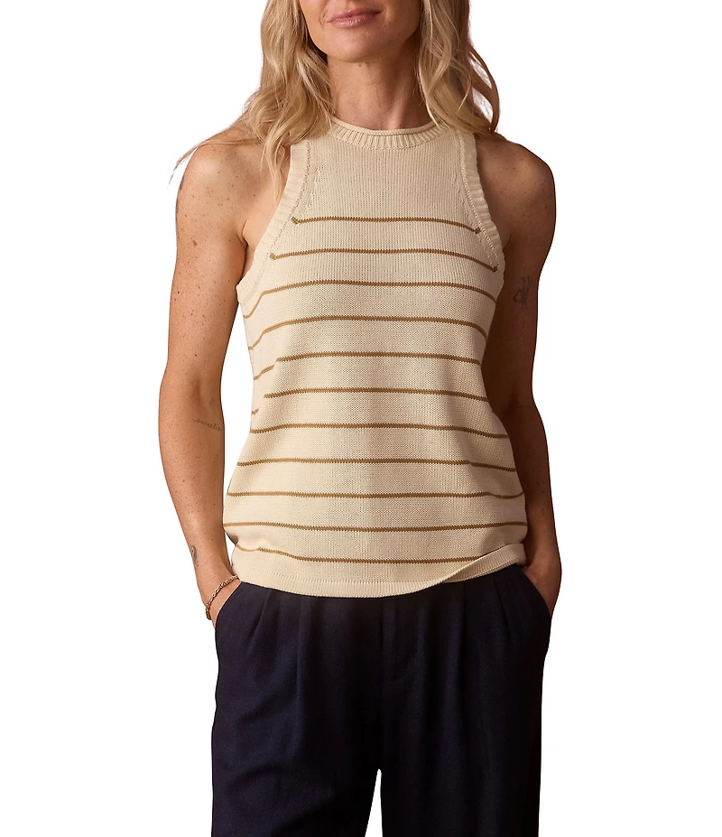 The Normal Brand Wanderlust Fennel Stripe High Neck Tank