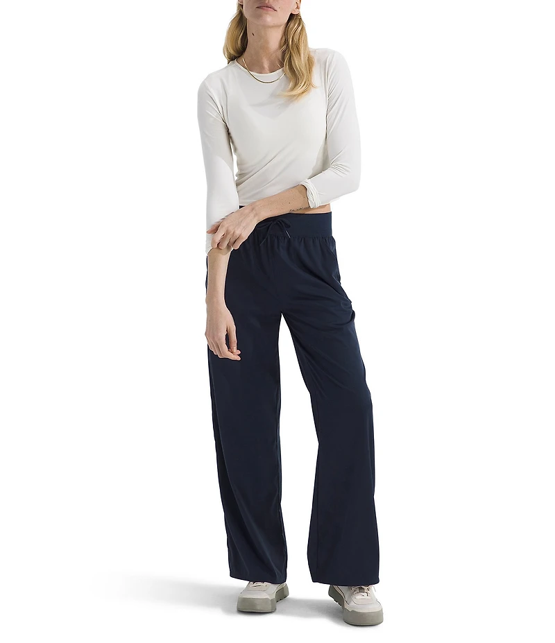 The North Face Aphrodite Arise Rib-Knit Waist Wide Leg Pull-On Pants