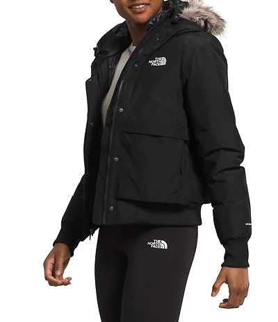 The North Face Arctic Hooded Faux Fur Snap Front Bomber Jacket