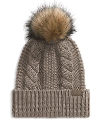 The North Face Oh Mega Fur Pom Cable Knit Beanie