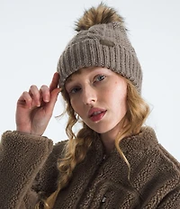The North Face Oh Mega Fur Pom Cable Knit Beanie