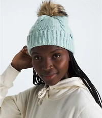 The North Face Oh Mega Fur Pom Cable Knit Beanie