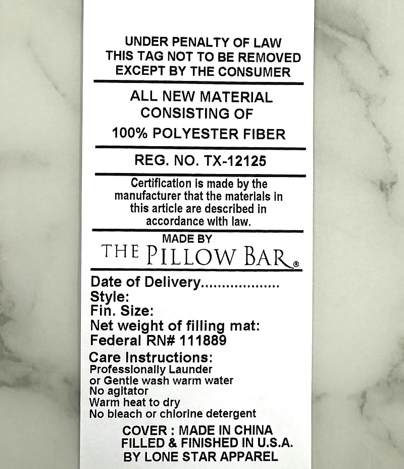 The Pillow Bar Down Alternative Side Sleeper Firm Pillow
