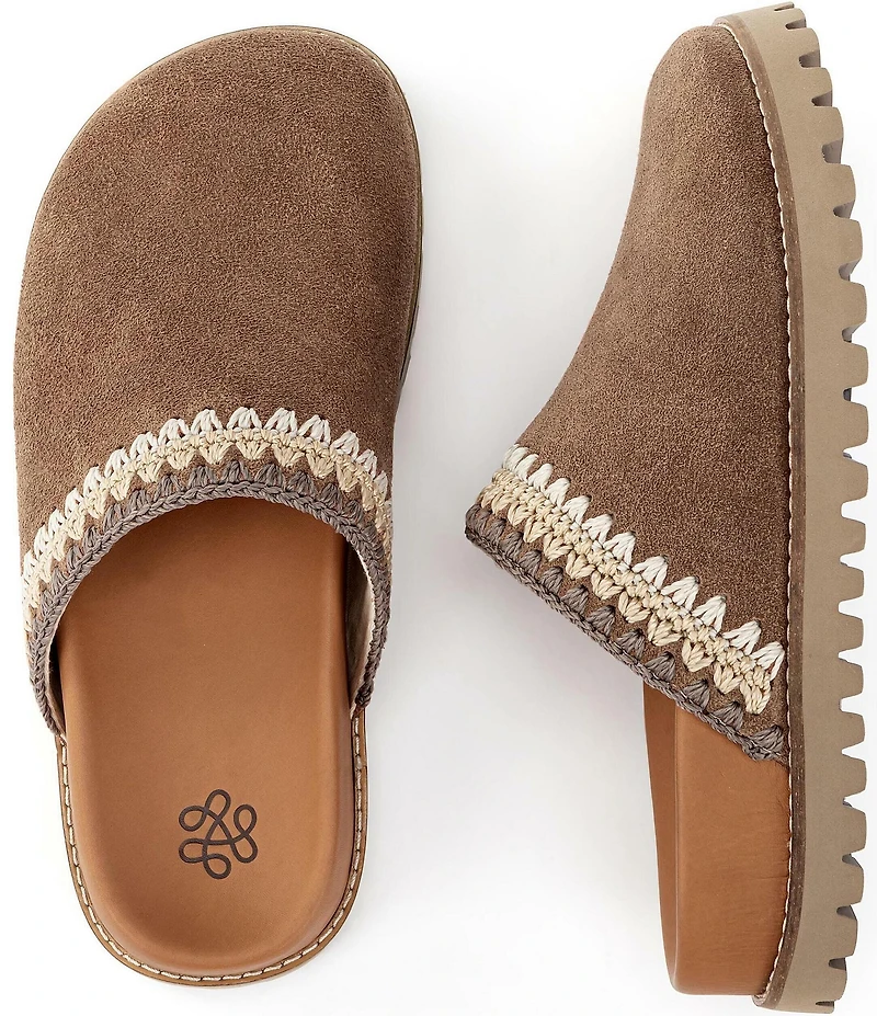 The Sak Bolinas Suede Crochet Trim Lug Sole Clogs
