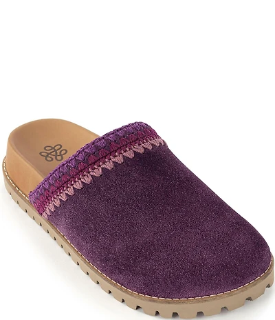 The Sak Bolinas Suede Crochet Trim Lug Sole Clogs