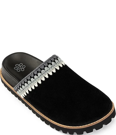 The Sak Bolinas Suede Crochet Trim Lug Sole Clogs