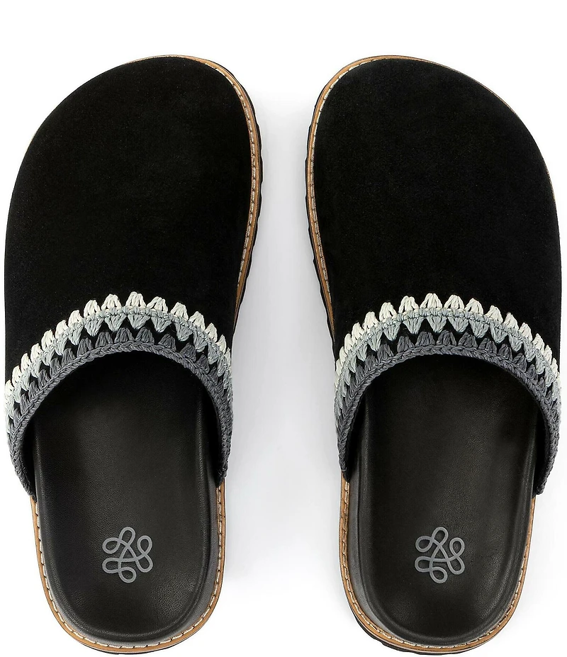 The Sak Bolinas Suede Crochet Trim Lug Sole Clogs