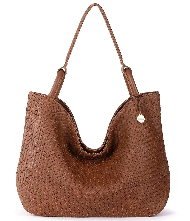 The Sak Large Leather Woven Slouchy Tote