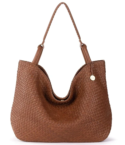 The Sak Large Leather Woven Slouchy Tote