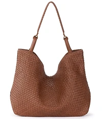 The Sak Large Leather Woven Slouchy Tote