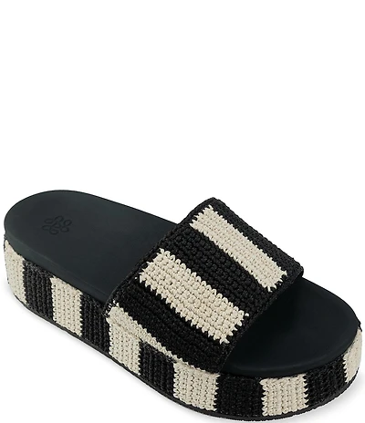 The Sak Olivia Striped Crochet Wedge Platform Sandals