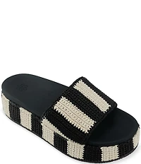 The Sak Olivia Striped Crochet Wedge Platform Sandals