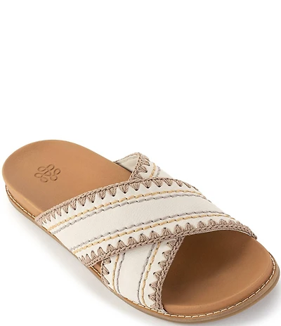 The Sak Penelope Leather Striped Slide Sandals