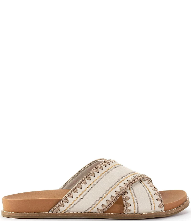 The Sak Penelope Leather Striped Slide Sandals