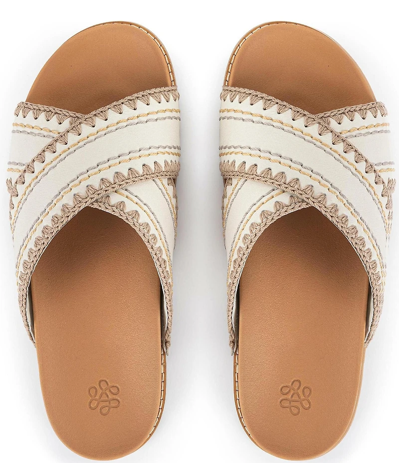 The Sak Penelope Leather Striped Slide Sandals