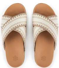 The Sak Penelope Leather Striped Slide Sandals