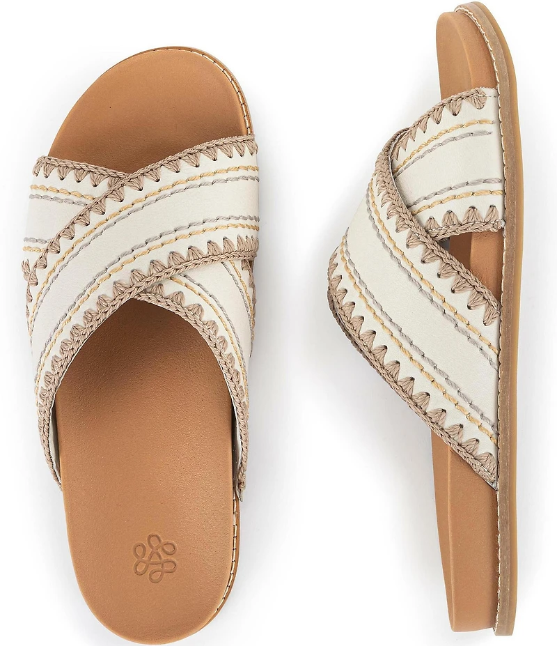 The Sak Penelope Leather Striped Slide Sandals