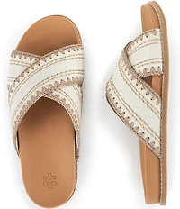 The Sak Penelope Leather Striped Slide Sandals