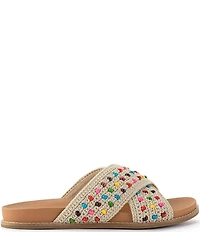 The Sak Penelope Rainbow Beaded Crochet Slide Sandals