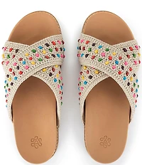 The Sak Penelope Rainbow Beaded Crochet Slide Sandals
