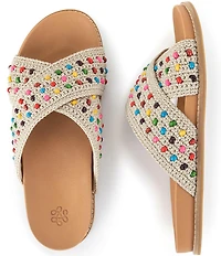 The Sak Penelope Rainbow Beaded Crochet Slide Sandals