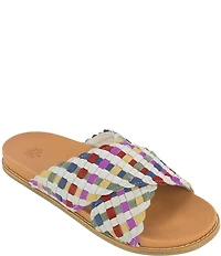 The Sak Penelope Rainbow Woven Leather Slide Sandals