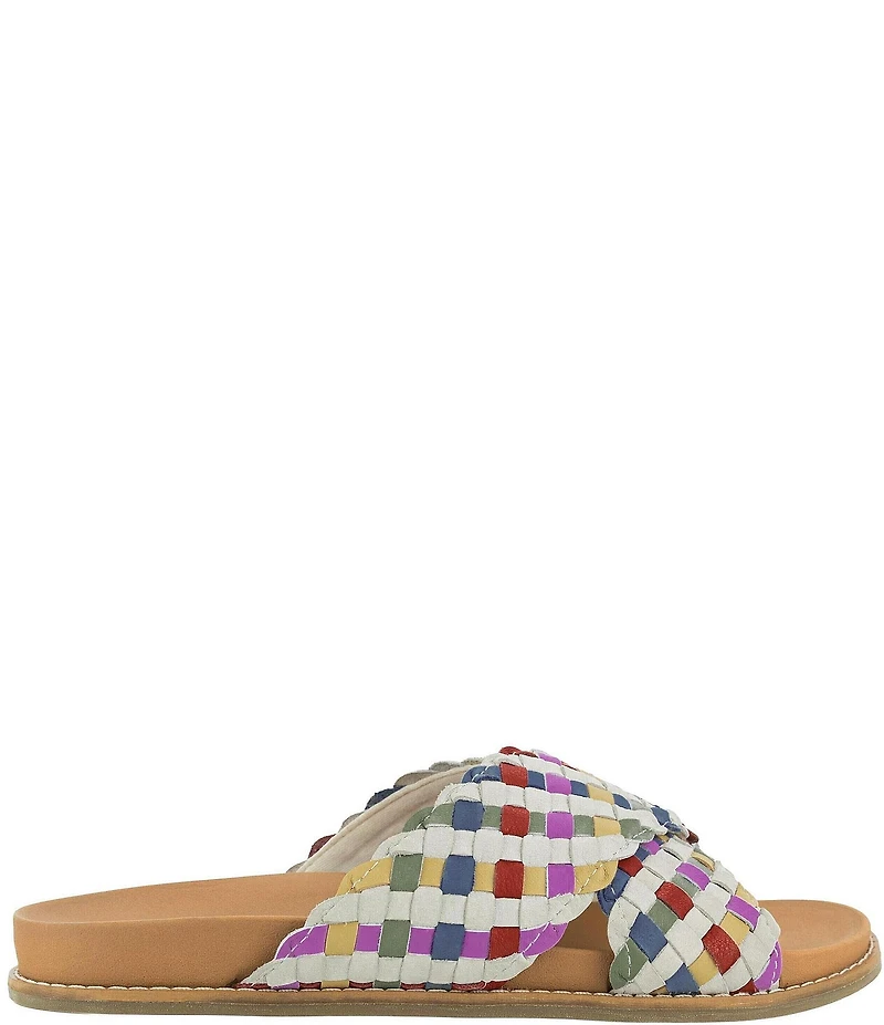 The Sak Penelope Rainbow Woven Leather Slide Sandals