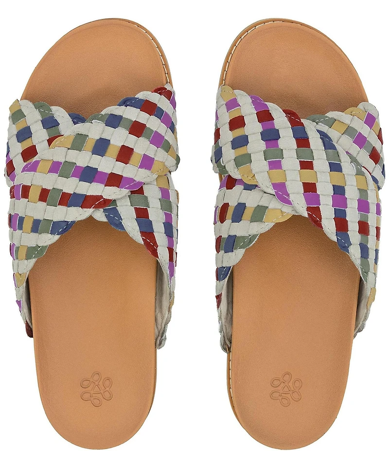 The Sak Penelope Rainbow Woven Leather Slide Sandals