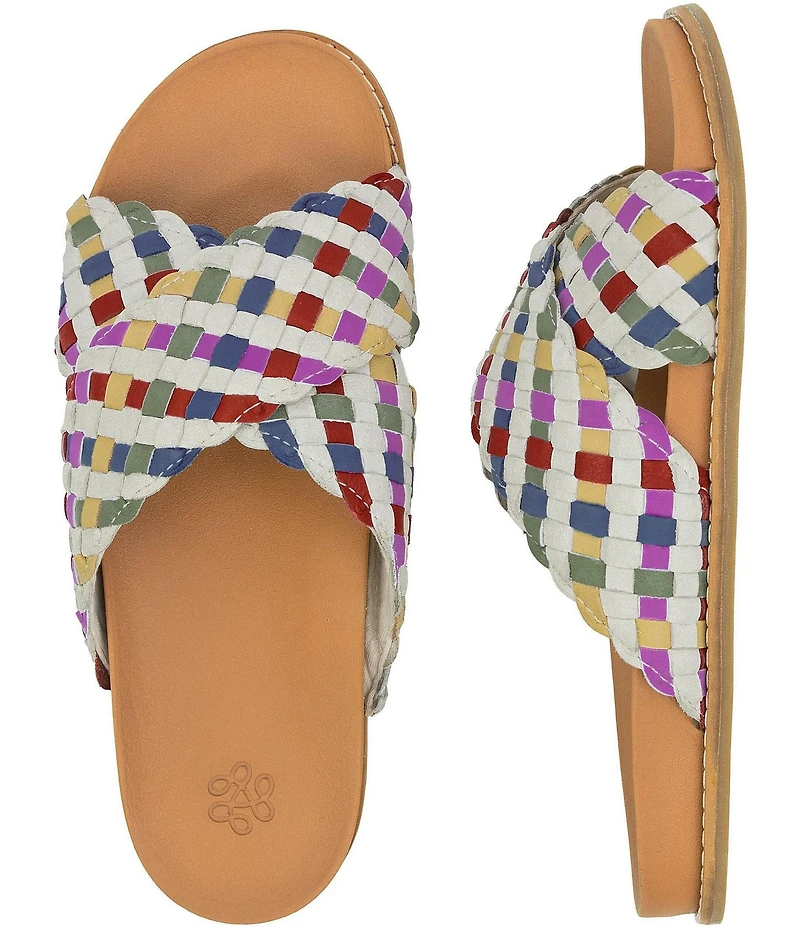 The Sak Penelope Rainbow Woven Leather Slide Sandals
