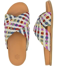 The Sak Penelope Rainbow Woven Leather Slide Sandals