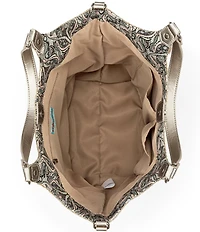 The Sak Roma Metallic Straw Expandable Shoulder Bag