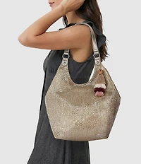 The Sak Roma Metallic Straw Expandable Shoulder Bag
