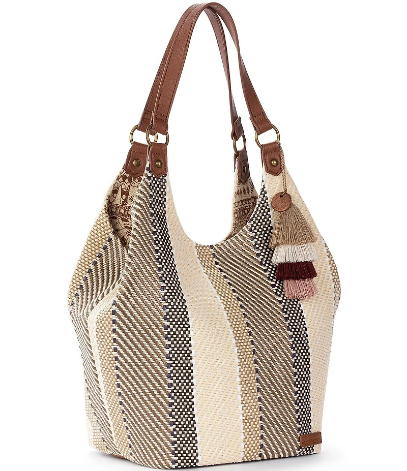 The Sak Roma Woven Straw Expandable Shoulder Bag