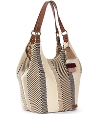 The Sak Roma Woven Straw Expandable Shoulder Bag