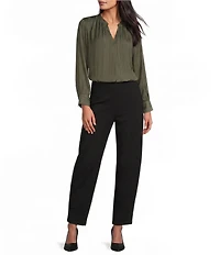 the Slim Factor fit Stretch Lightweight Ponte Knit No Waist Barrel Leg Pants