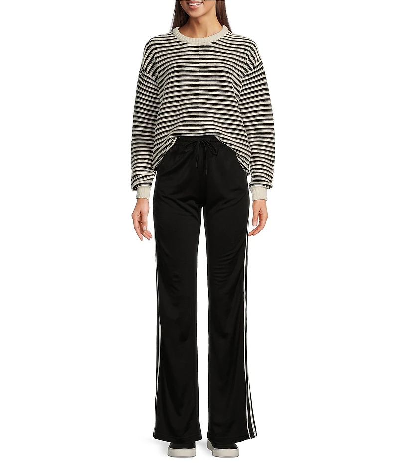The Upside Boo Organic Cotton Striped Knit Oversized Crew Neck Long Sleeve Pullover