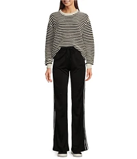 The Upside Boo Organic Cotton Striped Knit Oversized Crew Neck Long Sleeve Pullover