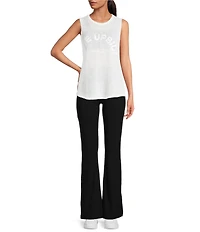 The Upside Tara Breathable Open Knit Linen High Neck Relaxed Tank Top