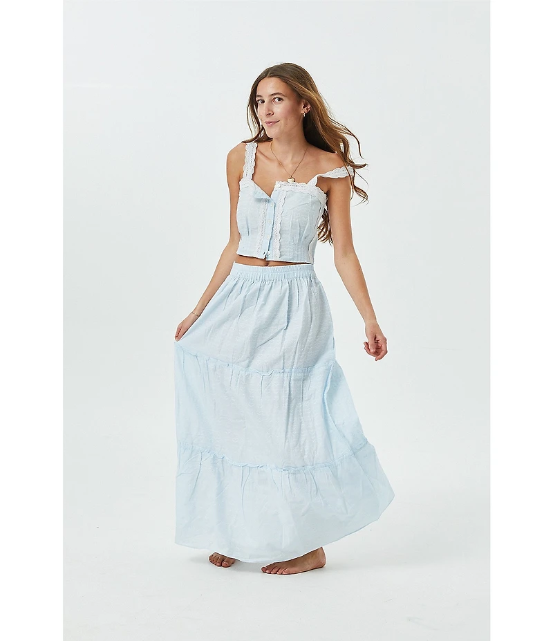 Theme NYC Big Girls Bella Heart Ruffle Tiered Maxi Skirt