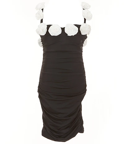 Theme NYC Big Girls Cameron 3D Floral Rosette Trim Sleeveless Off-The-Shoulder Dress