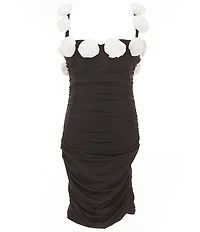 Theme NYC Big Girls Cameron 3D Floral Rosette Trim Sleeveless Off-The-Shoulder Dress