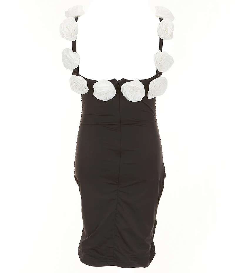 Theme NYC Big Girls Cameron 3D Floral Rosette Trim Sleeveless Off-The-Shoulder Dress