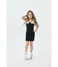 Theme NYC Big Girls Cameron 3D Floral Rosette Trim Sleeveless Off-The-Shoulder Dress
