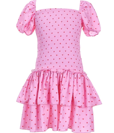 Theme NYC Big Girls Cap-Sleeve Lexi Pint Hearts Satin Fit-And-Flare Dress