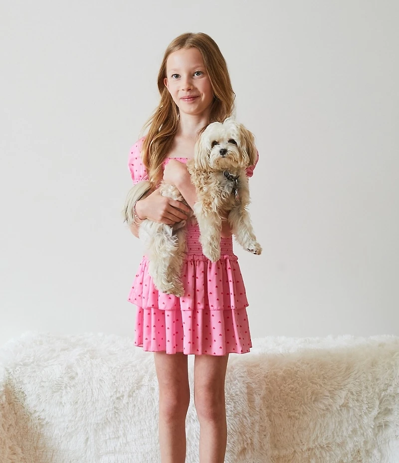 Theme NYC Big Girls Cap-Sleeve Lexi Pint Hearts Satin Fit-And-Flare Dress